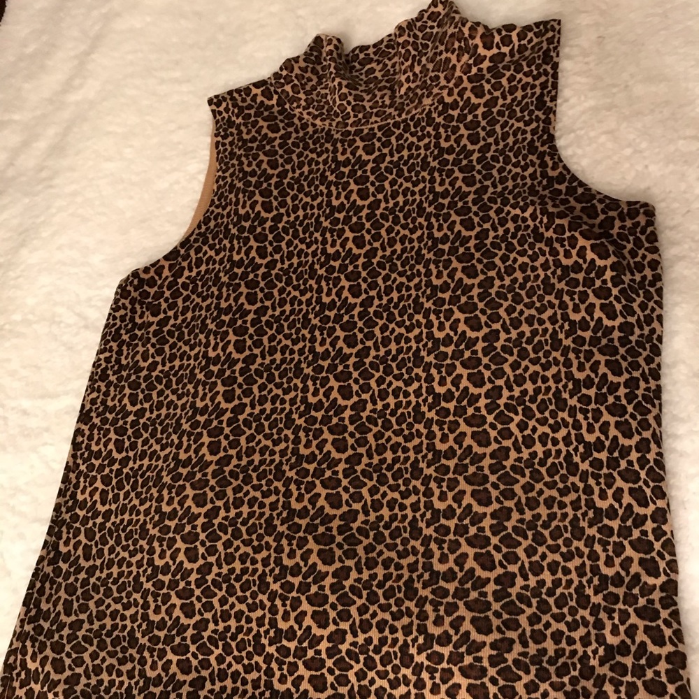 Leopard Print, Turtle Neck Blouse